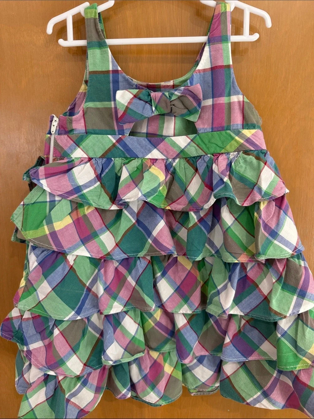 Ralph Lauren Green Pink Blue Plaid Ruffle Dress